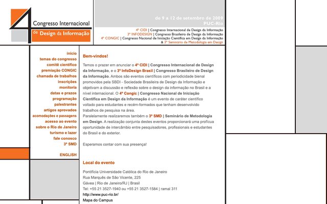 Capa do site do 4º CIDI 2009 – Rio de Janeiro