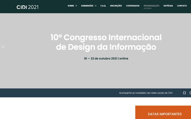 Capa do site do 10º CIDI 2021 – Curitiba (online)