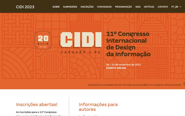 Capa do site do 11º CIDI 2023 – Caruaru