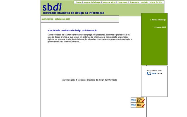 Página inicial do Primeiro site (2003–2004)