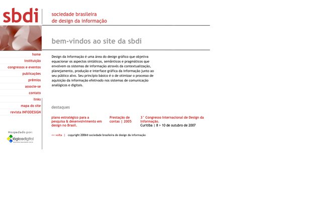 Página inicial do Site de 2007