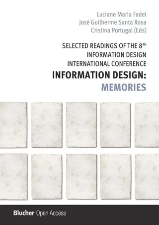 Capa do Selected Readings do 8º CIDI, Information Design: Memories, com folhas de papel envelhecido em grade